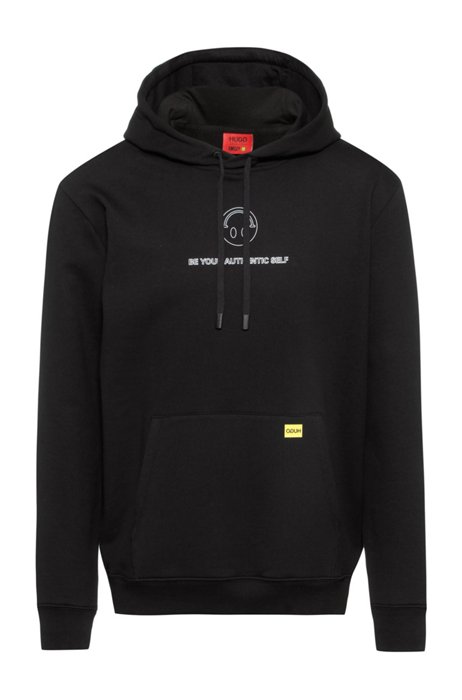 HUGO x Smiley® relaxed-fit hooded sweatshirt, Black