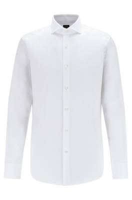 Chemise Slim Fit en coton à col italien et chevrons