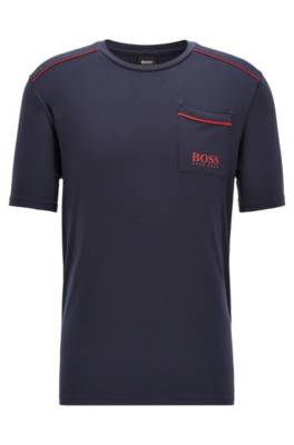 T-shirt de pyjama à passepoils et logo contrastants
