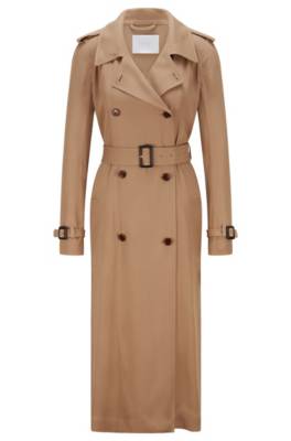Trench croisé avec ceinture à surpiqûres