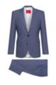 Super-flex slim-fit suit in a patterned wool blend, Blue