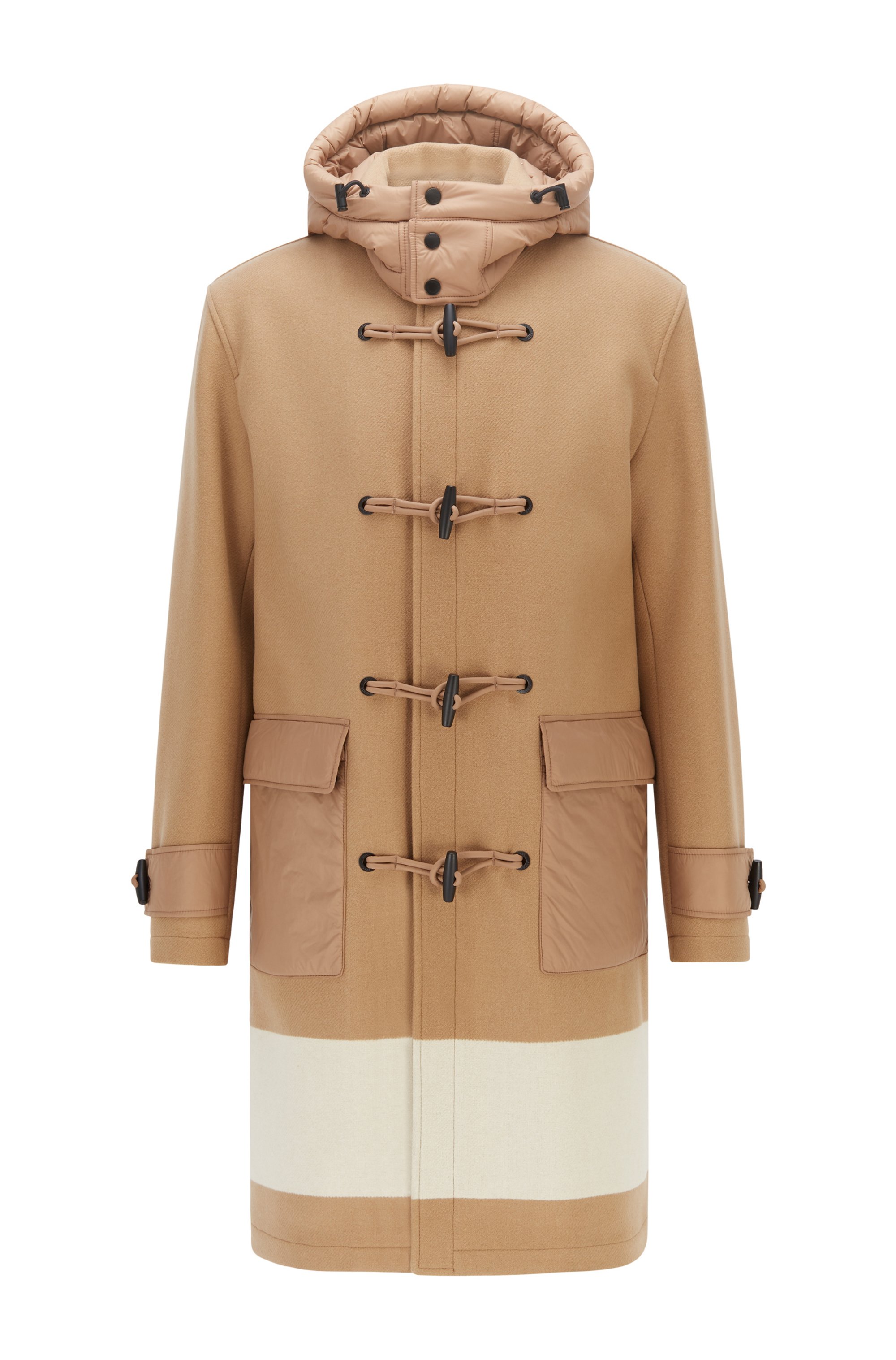 Relaxed-fit duffelcoat met color-blocking, Beige