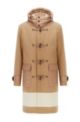 Relaxed-fit duffle coat with colour-blocking, Beige