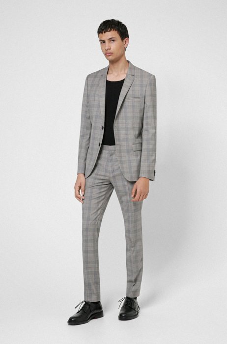 Extra-slim-fit suit in super-flex virgin wool, Grey