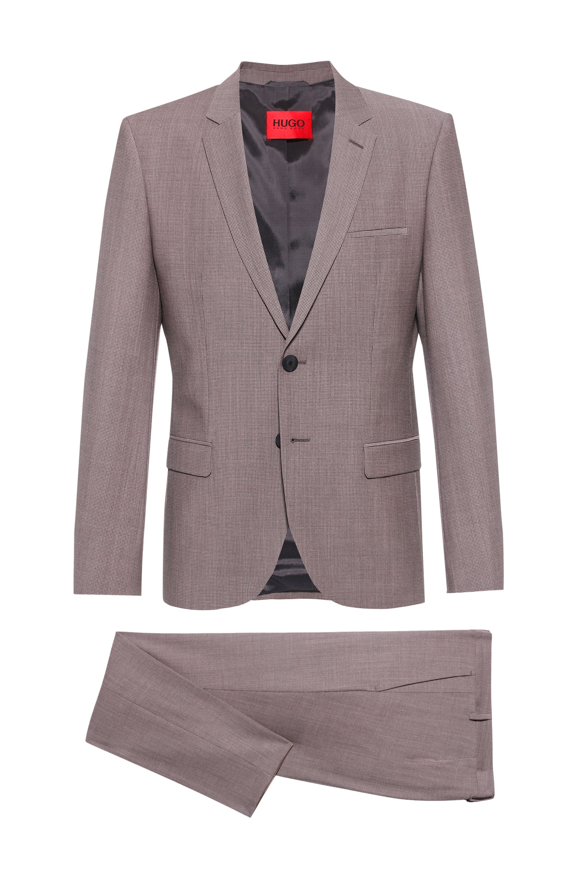 Extra-slim-fit suit in super-flex wool-blend cloth, Light Brown