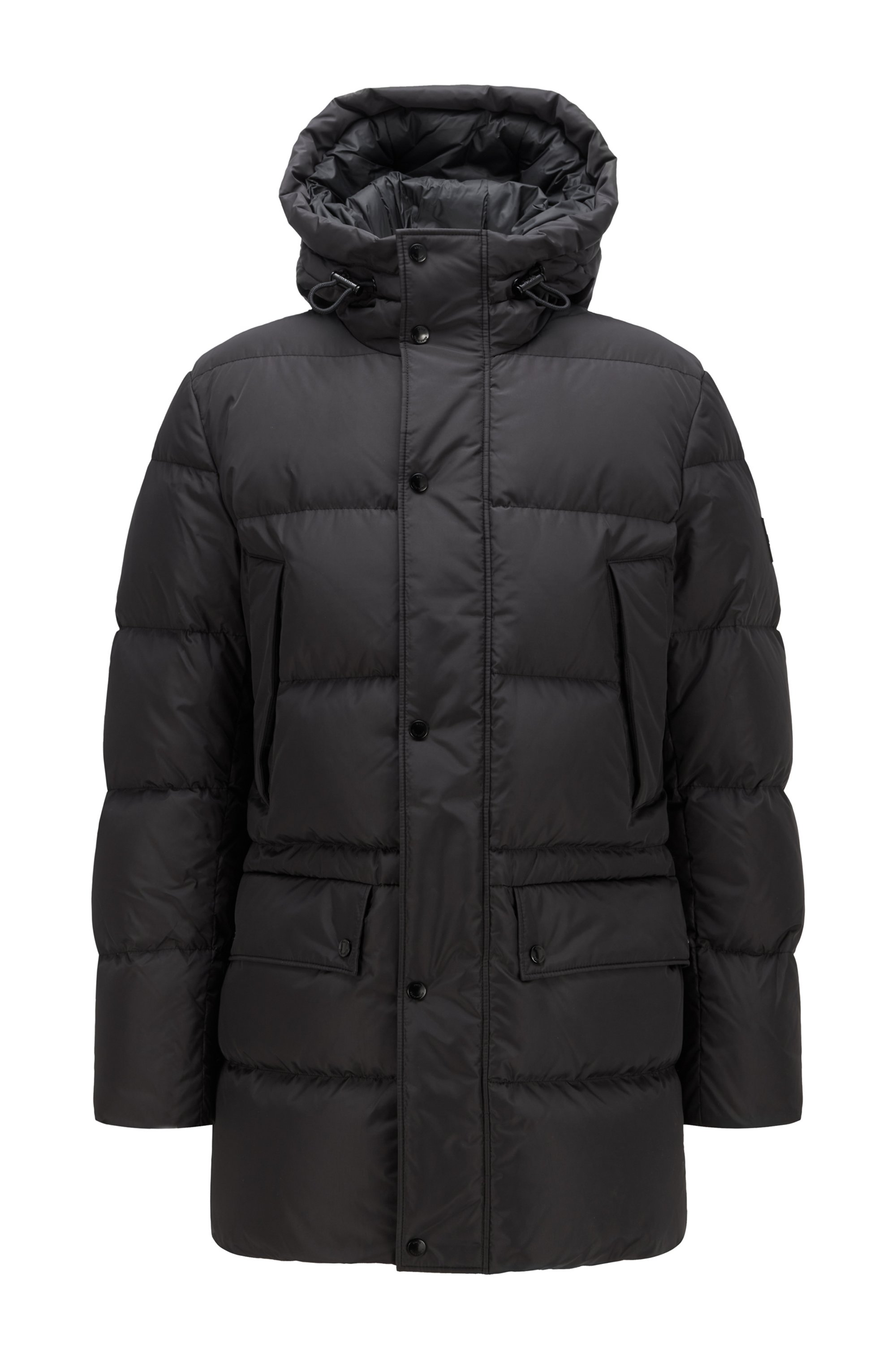 Down-filled parka jacket with water-repellent finish, Black