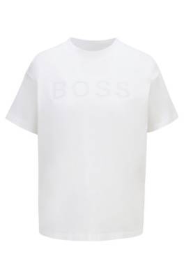T-shirt en coton biologique avec logo appliqué perforé