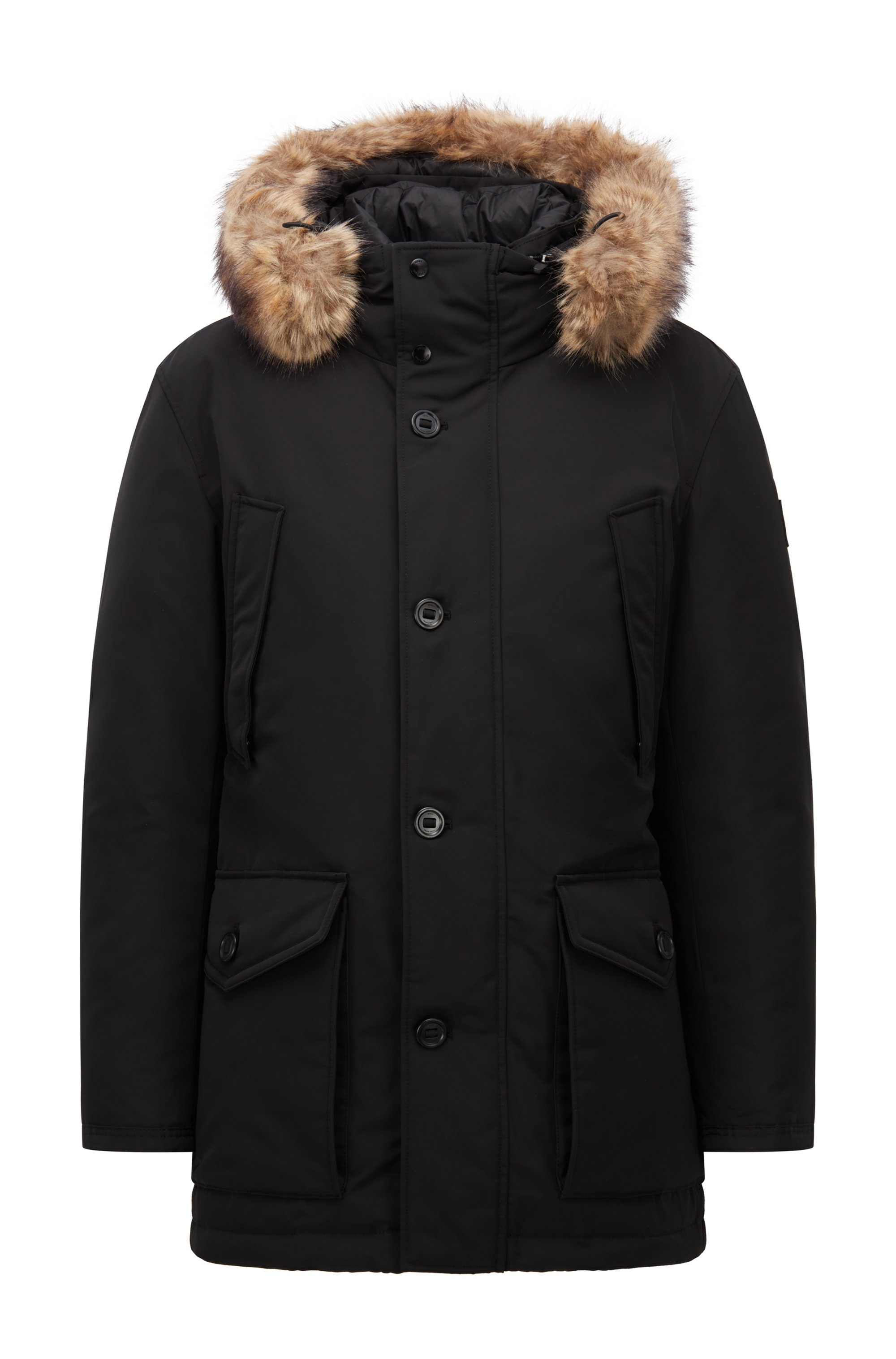 Water-repellent parka with down filling, Black