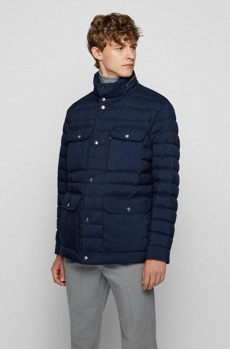 Water-repellent down jacket with zipaway hood, Dark Blue
