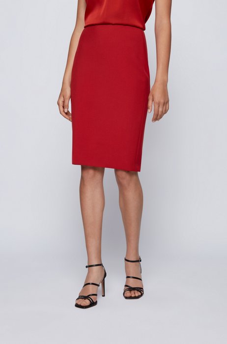 Slim-fit pencil skirt in Portuguese stretch fabric, Red