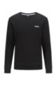 Loungesweater van katoenen sweatstof met logobiezen, Zwart