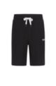 Shorts homewear de felpa de algodón con cinta con logo y rayas laterales, Negro