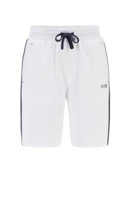 Short d’intérieur en molleton de coton avec rayures latérales à bande logo
