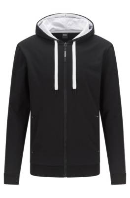 Veste d’intérieur à capuche en molleton de coton, avec bandes logo