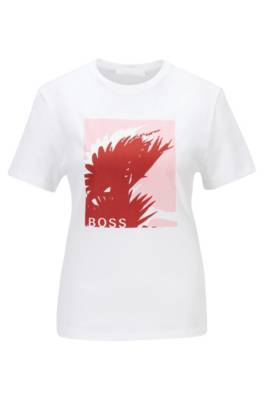 T-shirt en coton biologique à col rond et imprimé graphique