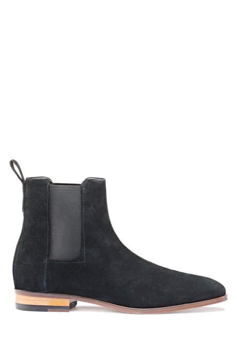 Chelsea boots in waxed suede, Black