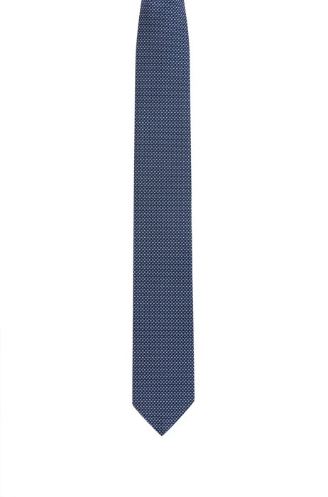 Silk-jacquard tie with micro pattern, Blue Patterned