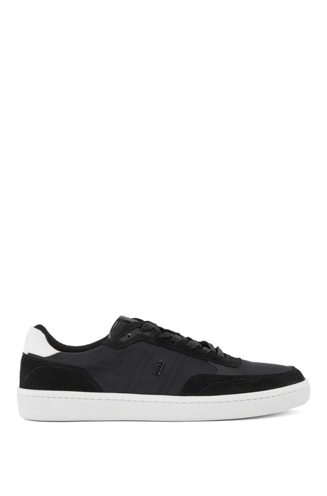 Cupsole trainers in SEAQUAL™ fabric with suede trims, Black