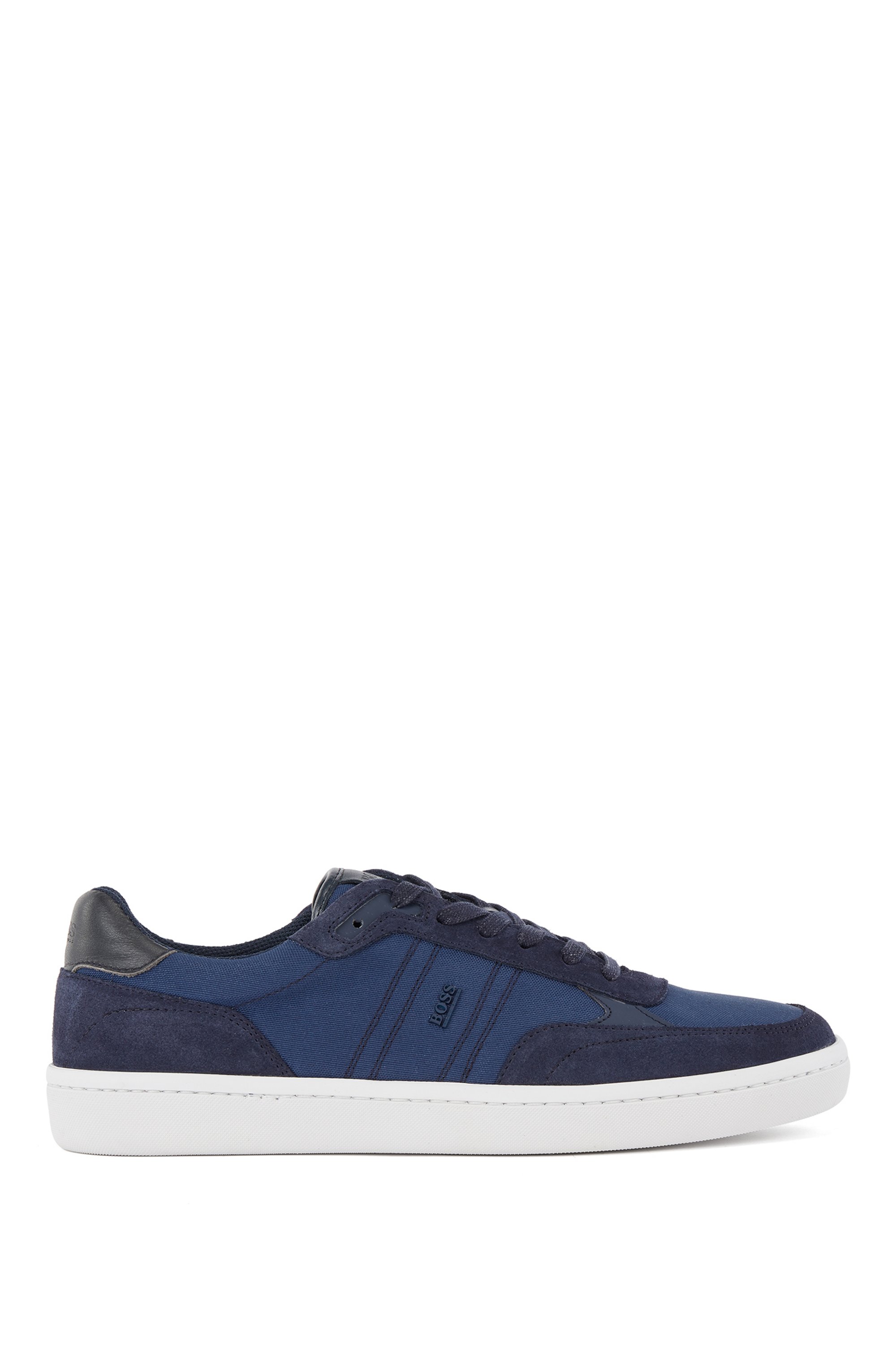 Cupsole trainers in SEAQUAL™ fabric with suede trims, Dark Blue