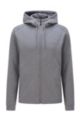 Mixed-structure hooded sweatshirt with zipped phone pocket, Grey