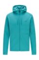 Mixed-structure hooded sweatshirt with zipped phone pocket, Turquoise