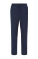 Cotton-jersey tracksuit bottoms with curved layered logo, Dark Blue