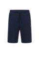 Shorts van katoenen jersey met ton-sur-ton piquéstructuur en trekkoord, Donkerblauw