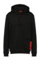 Kapuzen-Sweatshirt aus Interlock-Baumwolle mit Reißverschlusstasche, Schwarz