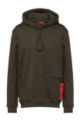 Interlock-cotton hooded sweatshirt with zipped pocket, Khaki
