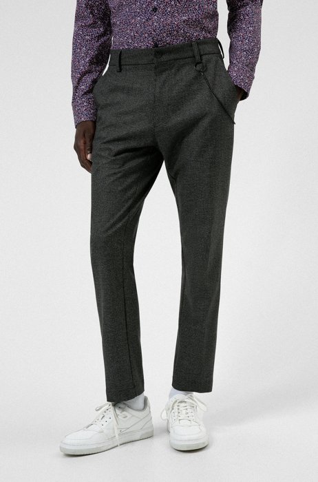 Checked slim-fit chinos in stretch fabric with REPREVE®, Dark Grey
