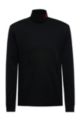 Stretch-cotton turtleneck T-shirt with red logo label, Black