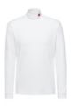 Stretch-cotton turtleneck T-shirt with red logo label, White
