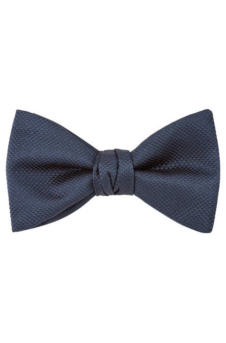 Pre-tied bow tie in silk jacquard, Dark Blue