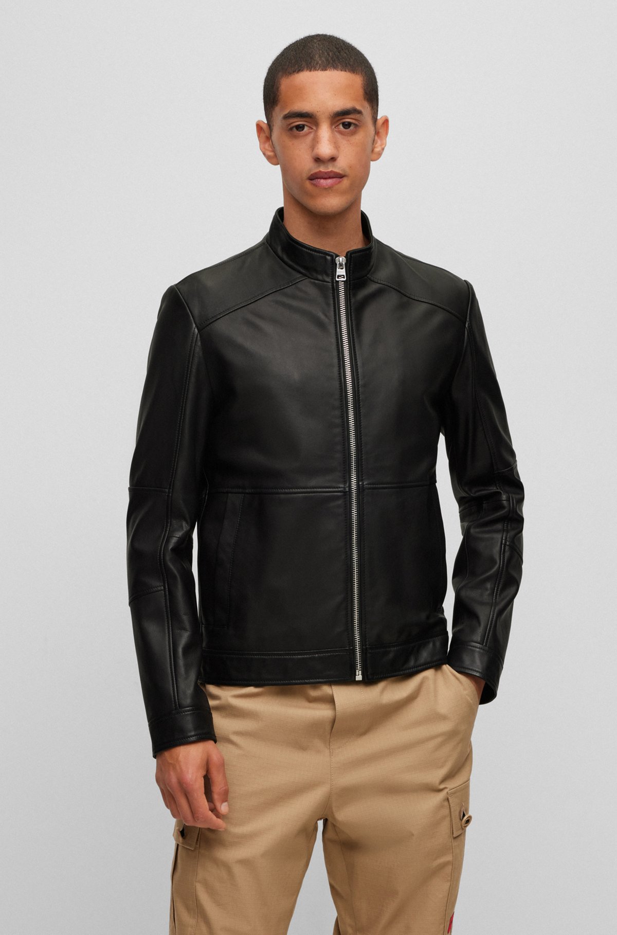 Extra-slim-fit jacket in nappa leather, Black