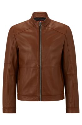 HUGO Extra slim fit Biker Jacket In Leather
