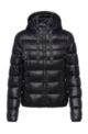 Packable padded jacket in recycled fabric with logo details, Black