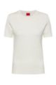 Short-sleeved sweater with all-over knitted logos, White