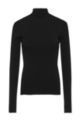 Slim-fit mock-neck sweater with ribbed structure, Black
