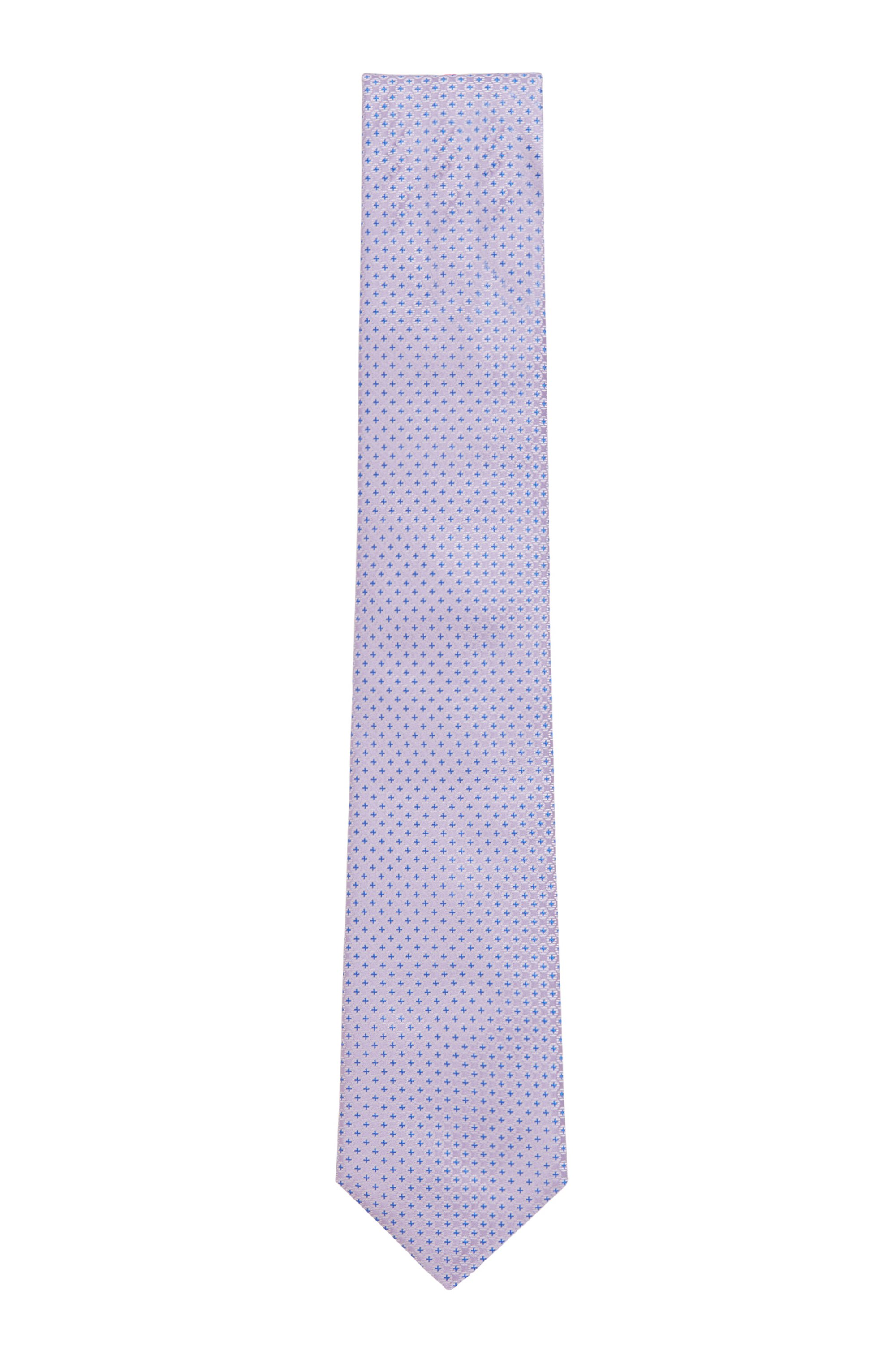 Tie in silk jacquard with all-over pattern, light pink