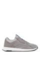 Leather-and-mesh trainers with decorative reflective trims, Light Grey