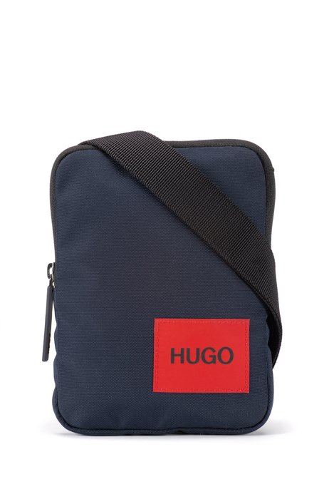 Reporter bag in recycled nylon with red logo label, Dark Blue