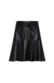 A-line skirt in faux leather with logo belt, Black