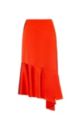 Knee-length skirt with asymmetric hem, Red