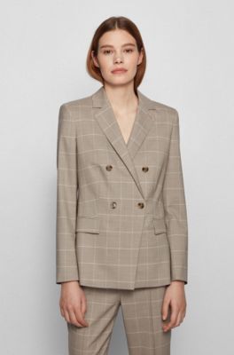 BOSS - Double-breasted regular-fit jacket in virgin wool and silk