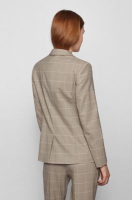 BOSS - Double-breasted regular-fit jacket in virgin wool and silk