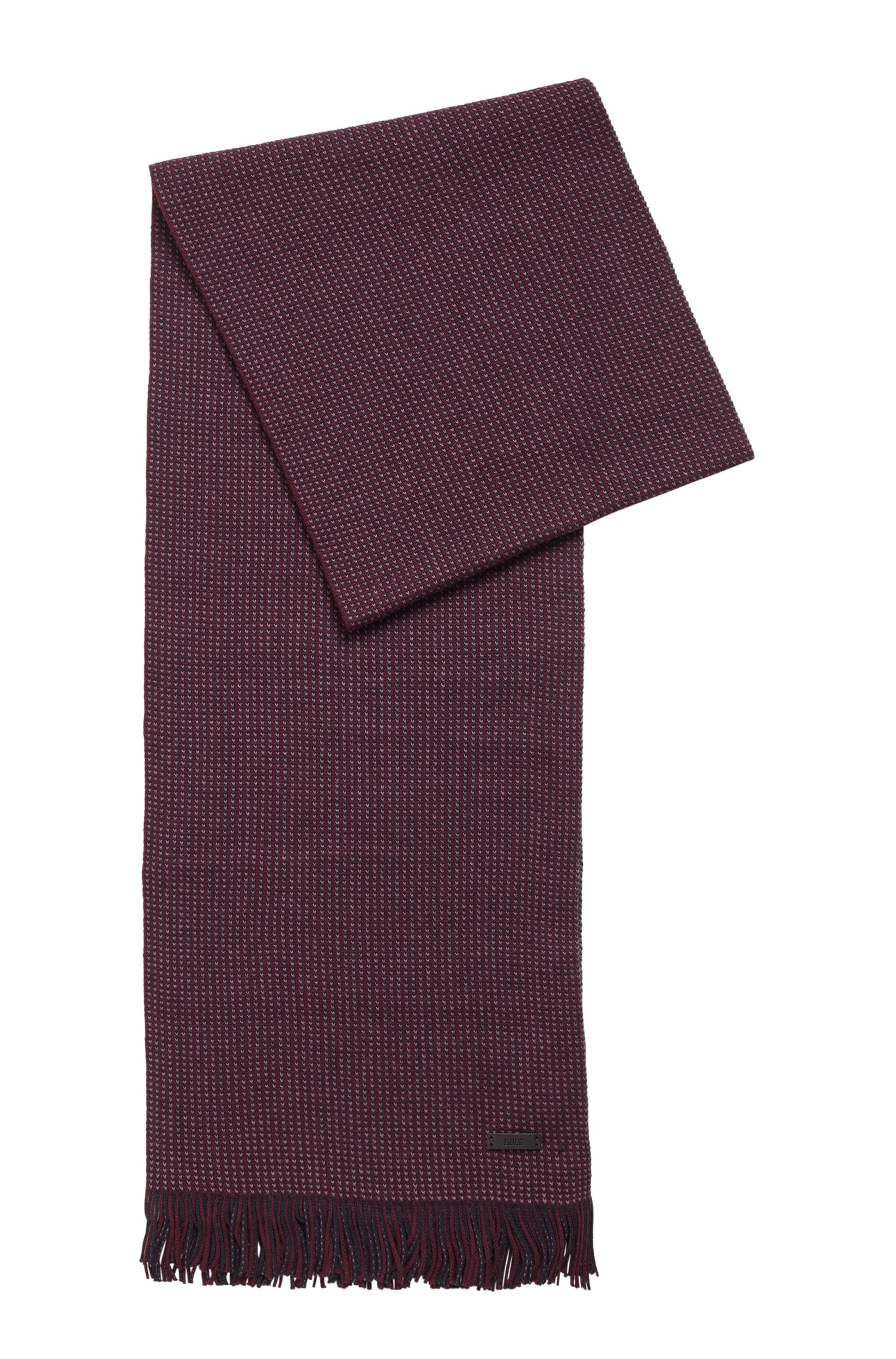 Logo-badge scarf in cotton and wool, Purple