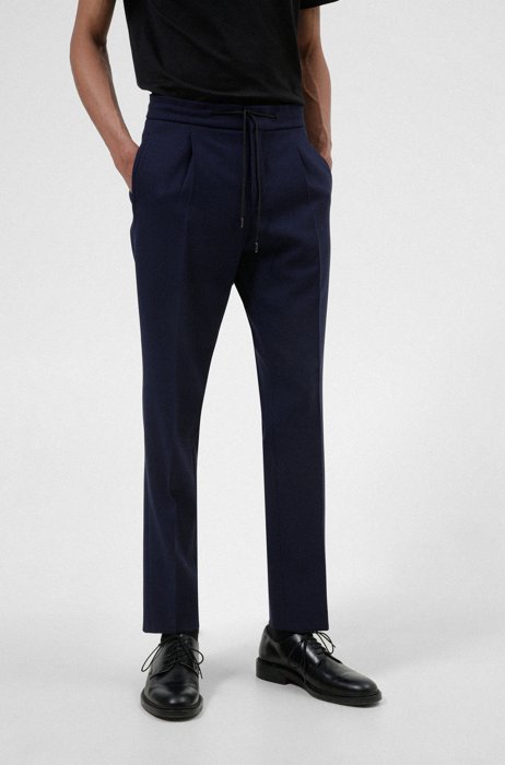 Extra-slim-fit pants in structured fabric, Dark Blue