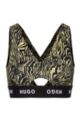 Cross-back sports bra with logo band, Patterned