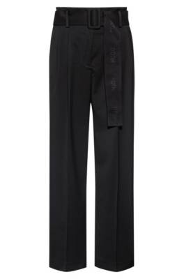 Pantalon Relaxed Fit en tissu stretch avec ceinture logotée