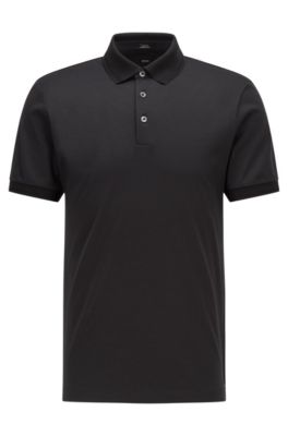Hugo Boss - Slim Fit Polo Shirt in Cotton and Silk - Black
